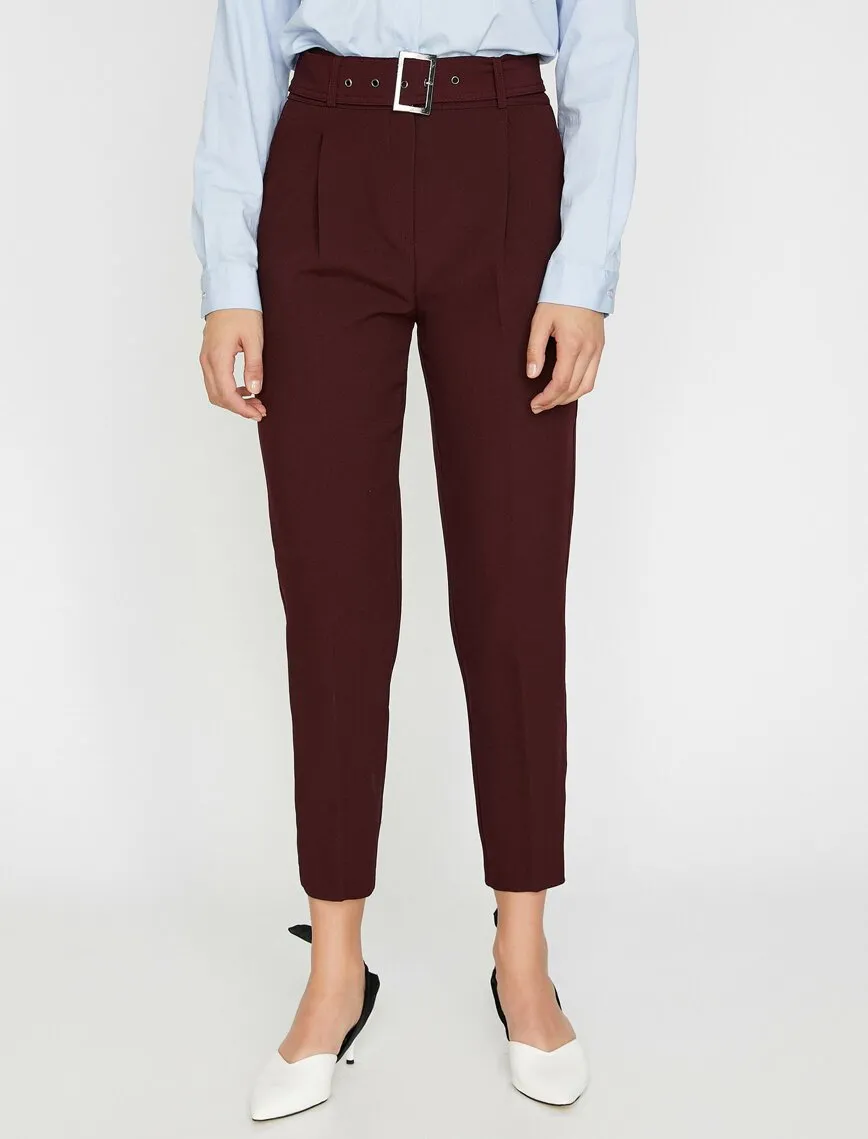 16350 Wine Belt Detail Trousers