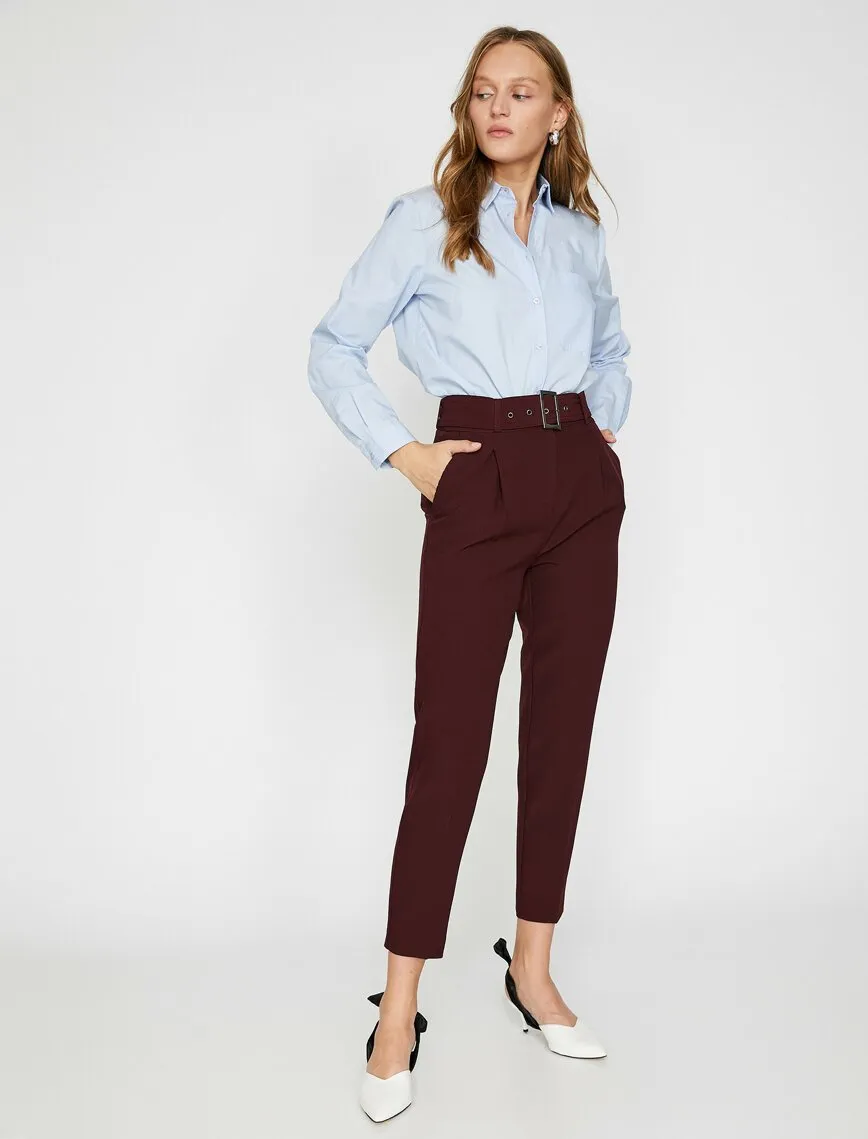 16350 Wine Belt Detail Trousers