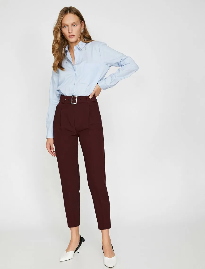 16350 Wine Belt Detail Trousers