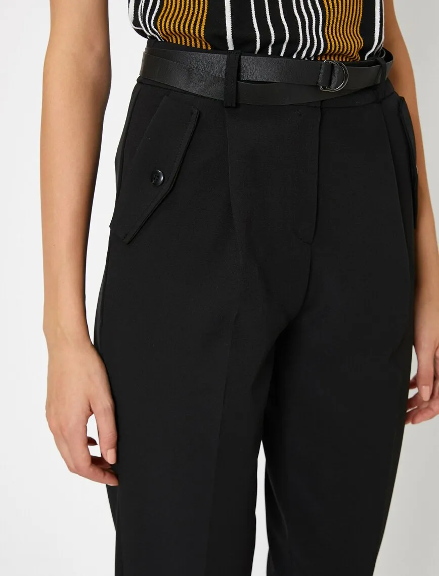 16358 Black Pocket Detail Trousers