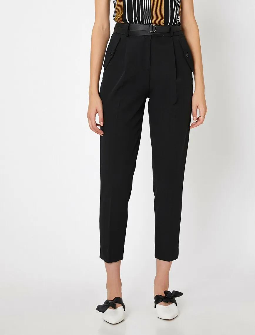 16358 Black Pocket Detail Trousers