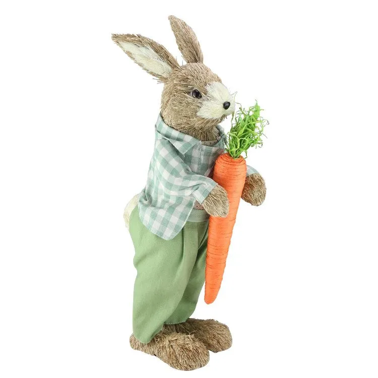 19" Spring Sisal Standing Bunny Rabbit Figure with Carrot