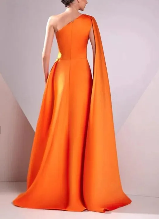 A-Line Evening Gown Elegant Formal Evening Dresses Floor Length Sleeveless One Shoulder Pocket Satin with Ruched