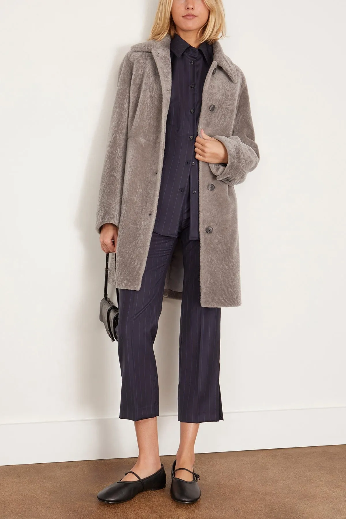 Beatris Shearling Coat in Grey