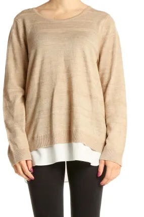 Beige All Day Wear Light Sweater