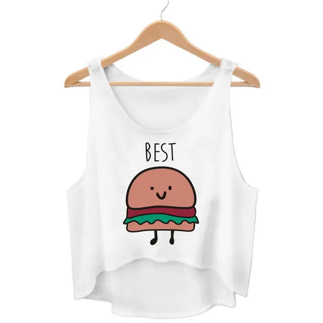 Best Friend Burger and Fries Lovers Crop Top Shirt