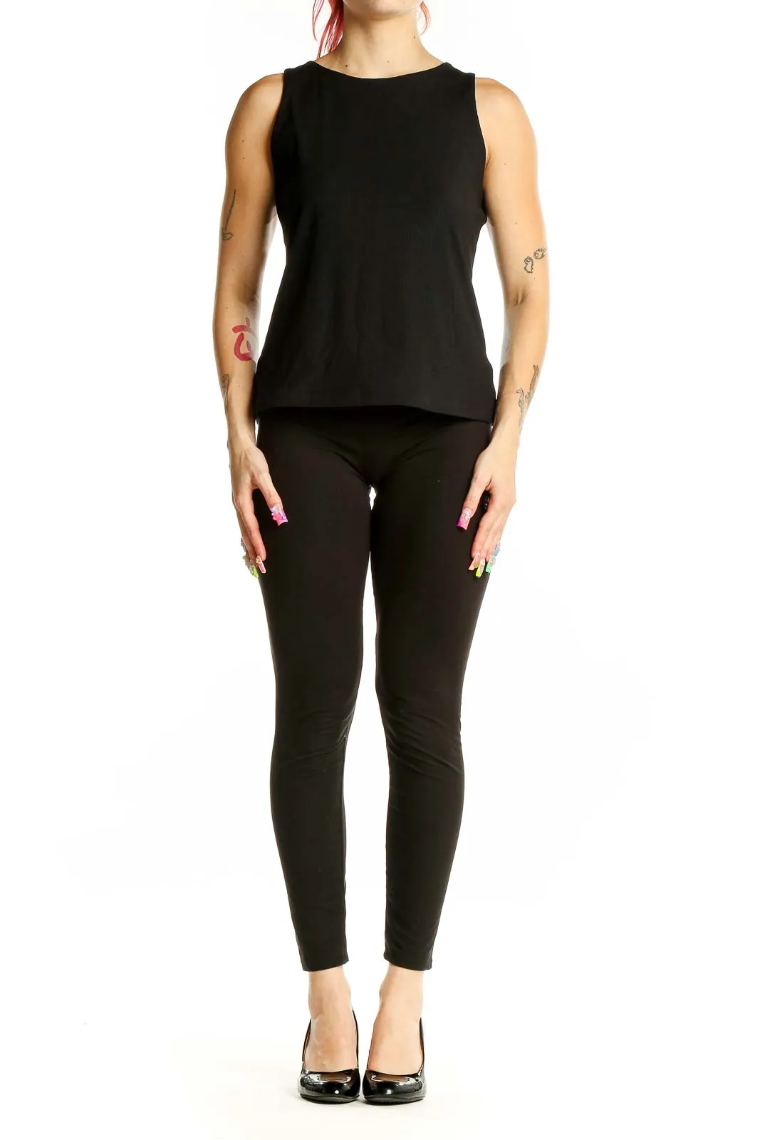 Black Sleeveless Stretch Top