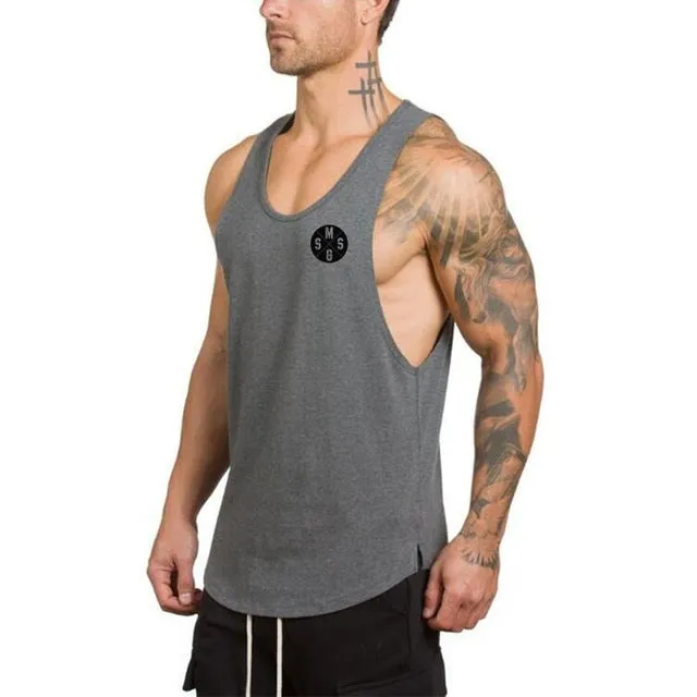 Brand gym clothing cotton singlets canotte bodybuilding stringer sleeveless vest Tanktop