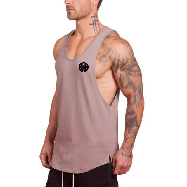 Brand gym clothing cotton singlets canotte bodybuilding stringer sleeveless vest Tanktop