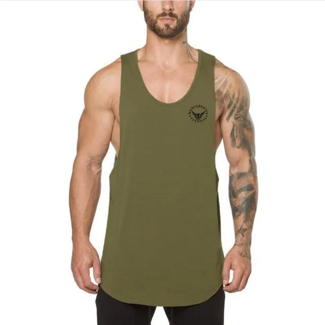 Brand gym clothing cotton singlets canotte bodybuilding stringer sleeveless vest Tanktop