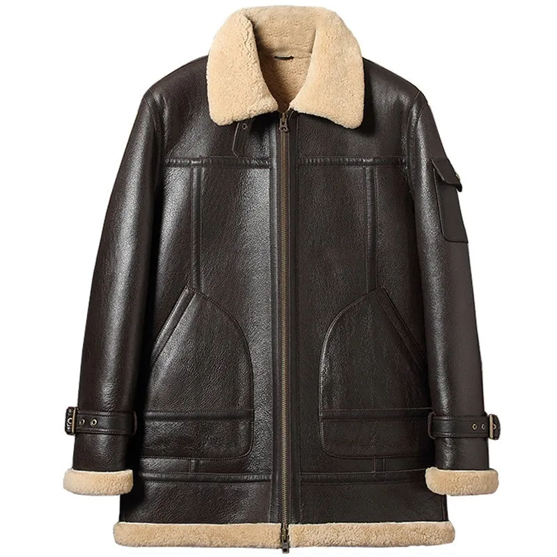 Brown Sheepskin Long Shearling Coat