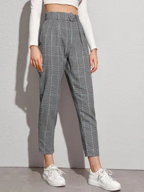 Buckle Belted Glen Plaid Pants