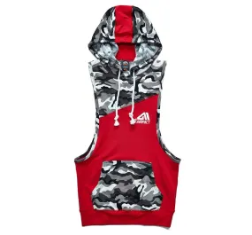 Camouflage Patchwork Fitness Sleeveless Hoodie Tank Top