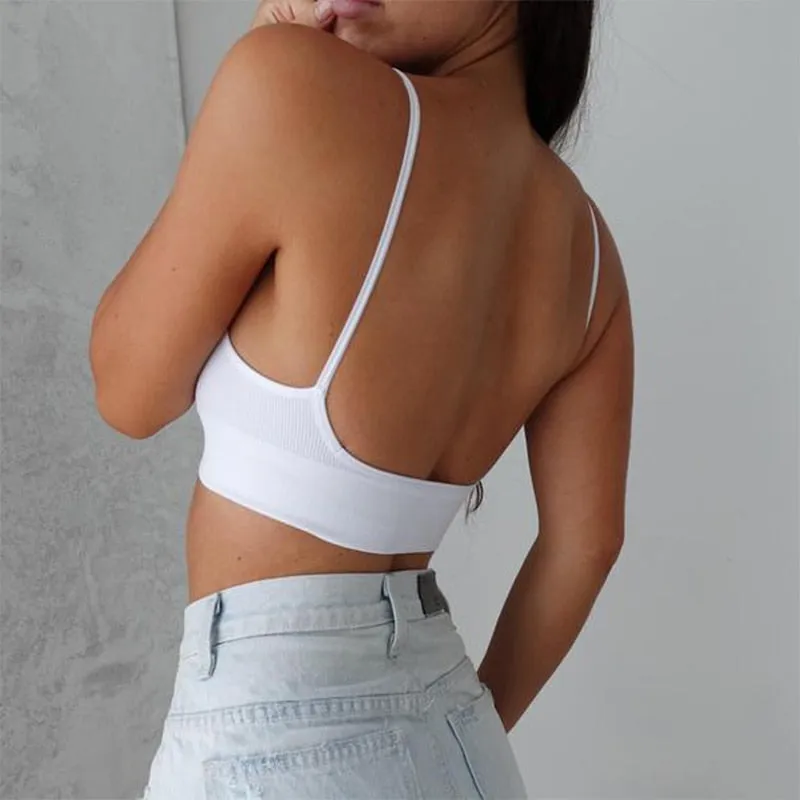 Casual Solid Slim Summer Crop Top Activewear Off Shoulder Skinny Sexy Bralette