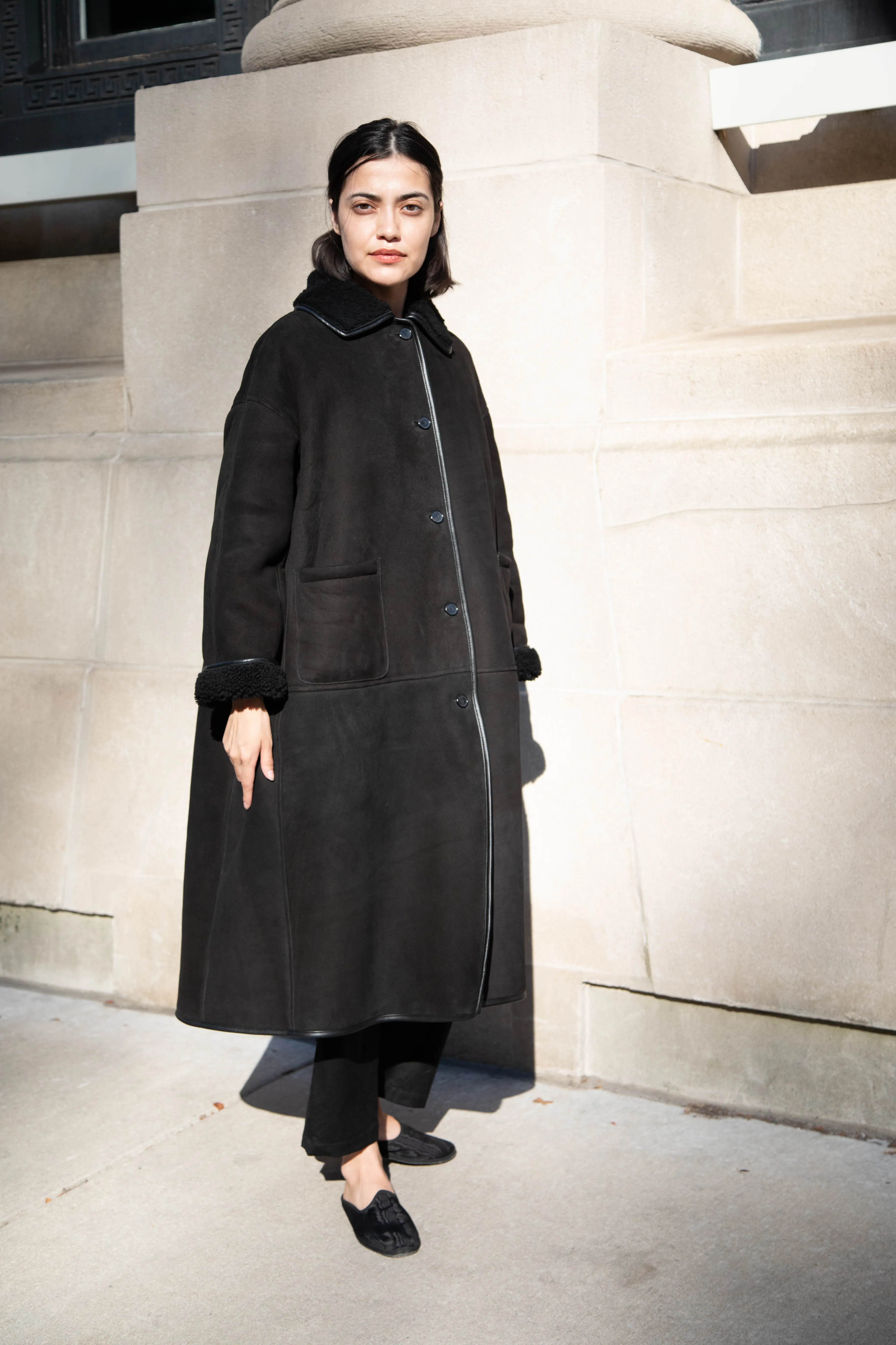 Cawley | Roo Coat in Suede Sheepskin