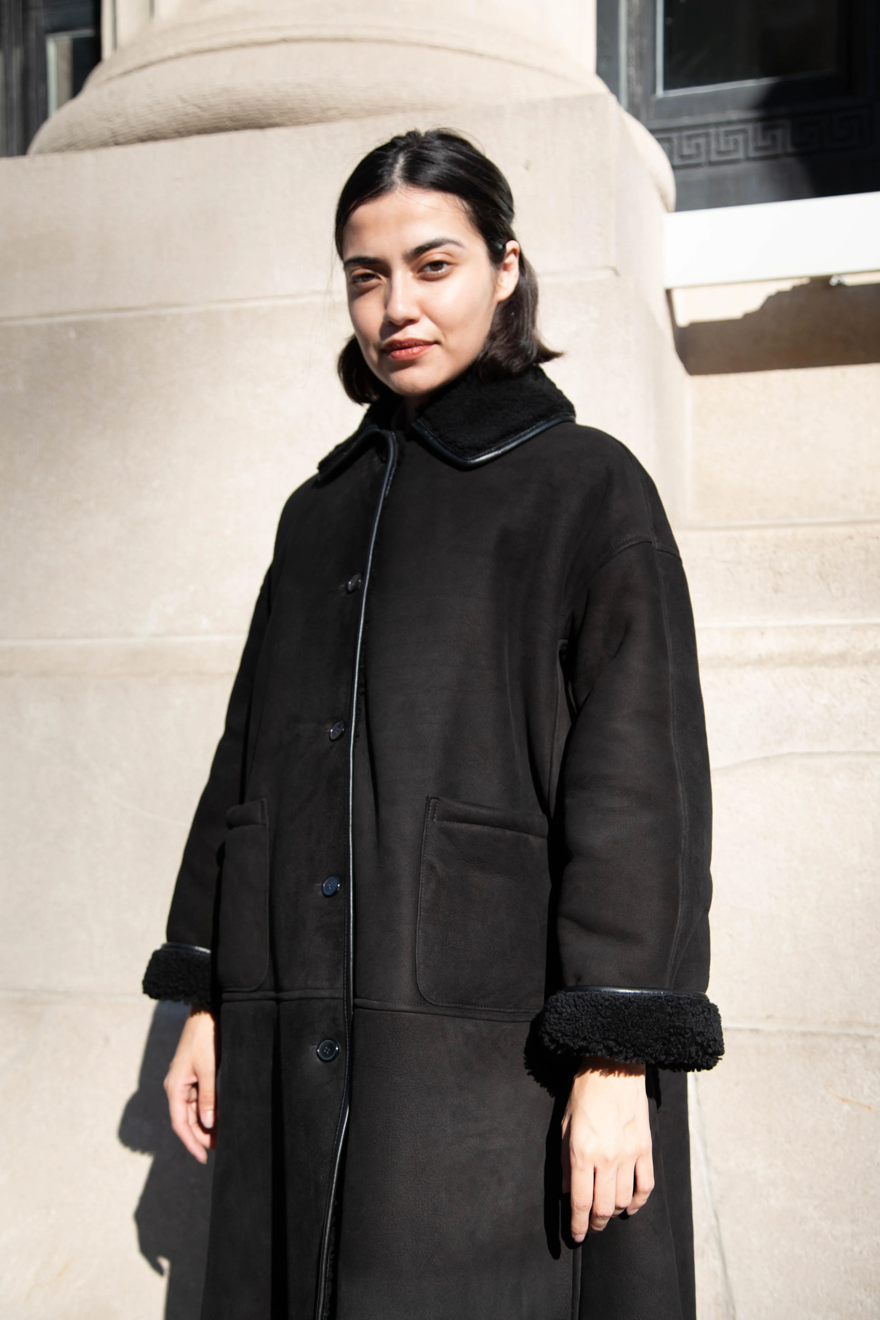 Cawley | Roo Coat in Suede Sheepskin