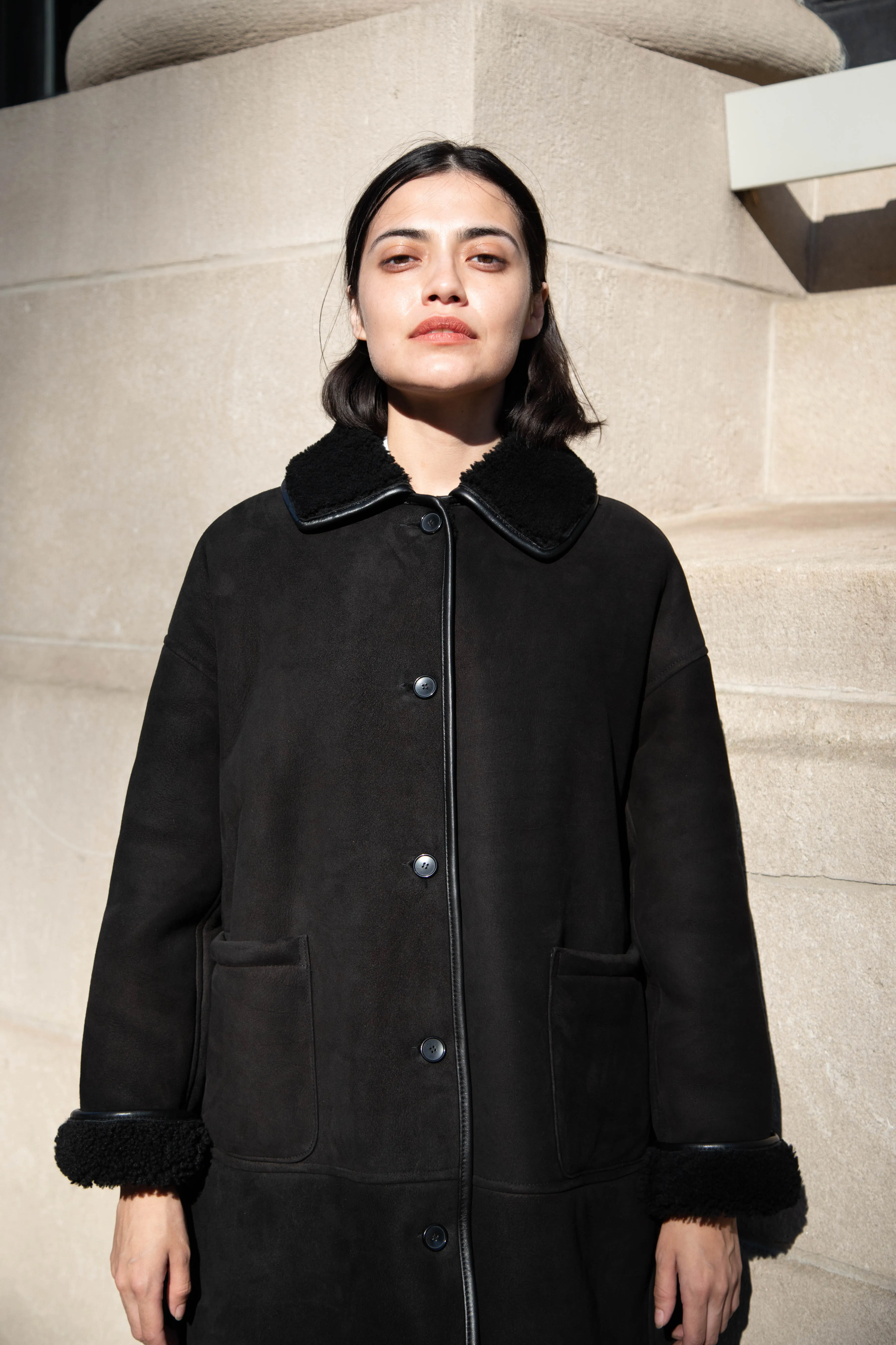 Cawley | Roo Coat in Suede Sheepskin