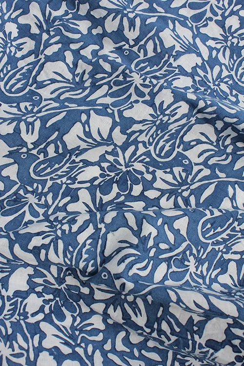 Creative Bee 'BIRD' Natural Dyed Block Printed Cotton Fabric X 0.50 Meter