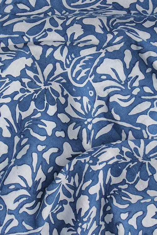 Creative Bee 'BIRD' Natural Dyed Block Printed Cotton Fabric X 0.50 Meter