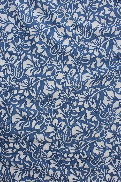 Creative Bee 'BIRD' Natural Dyed Block Printed Cotton Fabric X 0.50 Meter