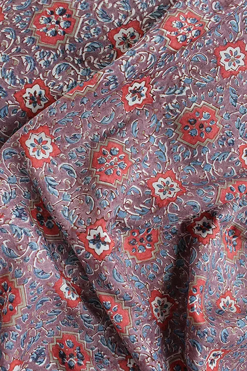 Creative Bee 'ELISE' Natural Dyed Block Printed Mulberry Silk Fabric x 0.50 Meter