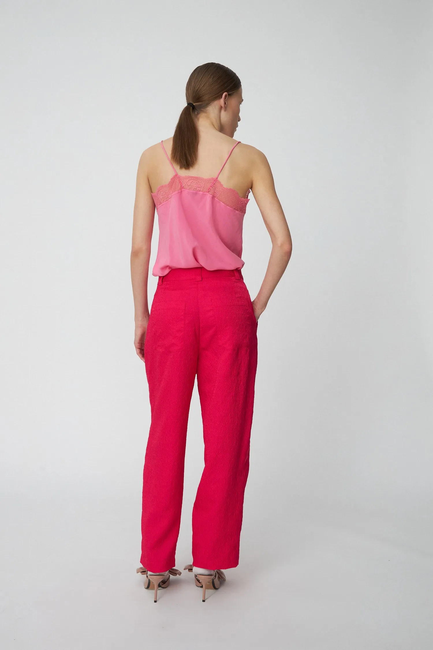 Cropped Crinkle Pants - Wild Cherry