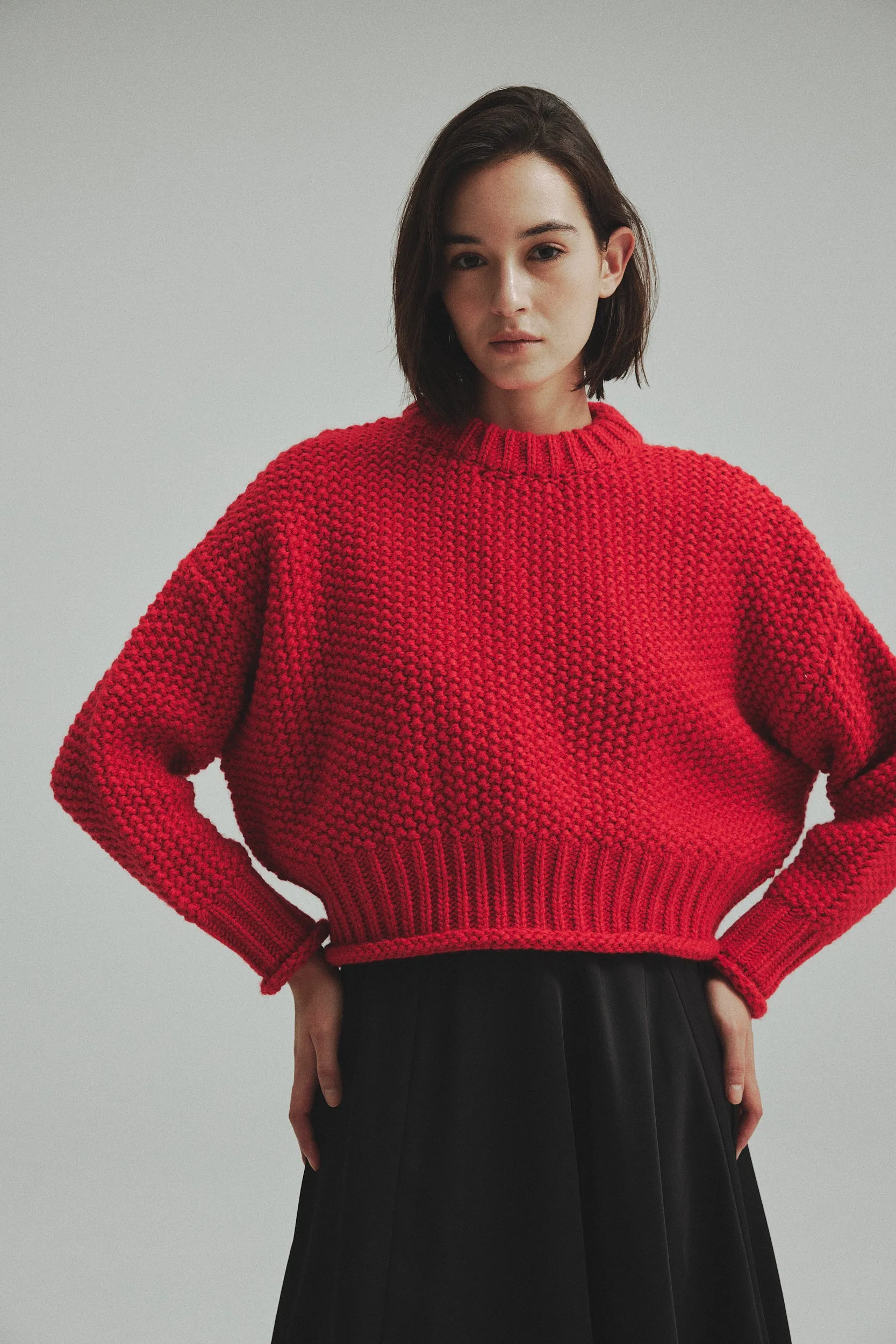 Cropped knit tops