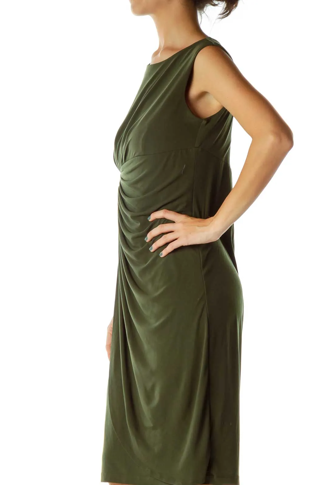 Dark Green Ruched Dress