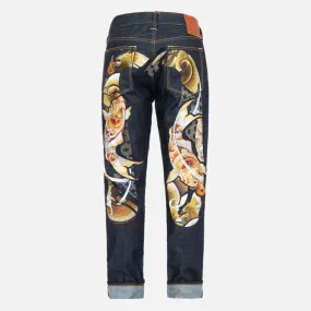 Evisu Tattoo Koi Daicock Embroidery Carrot-Fit Jeans #2017