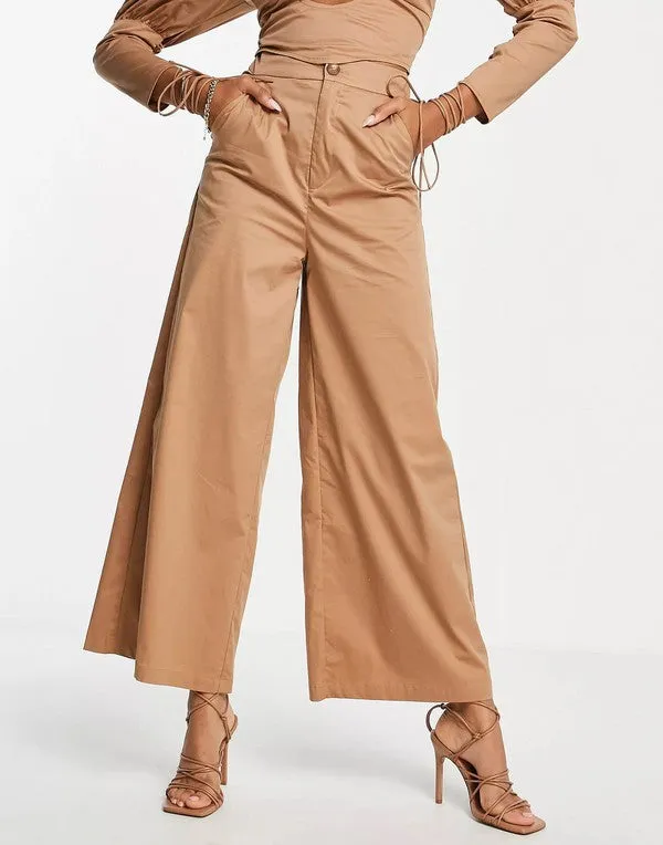 Finley Camel Brown Wide Leg Trousers