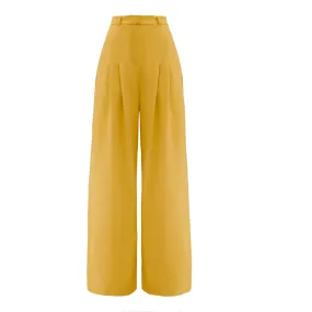 Formal Wide Leg Palazzo Trousers Yellow