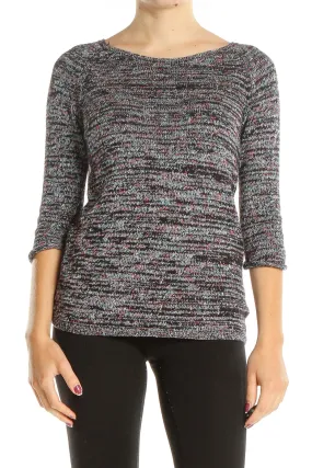 Gray Multicolor Textured Knitted Top