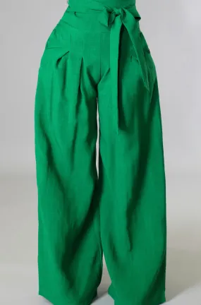 Green High Waisted Wide Leg Pants