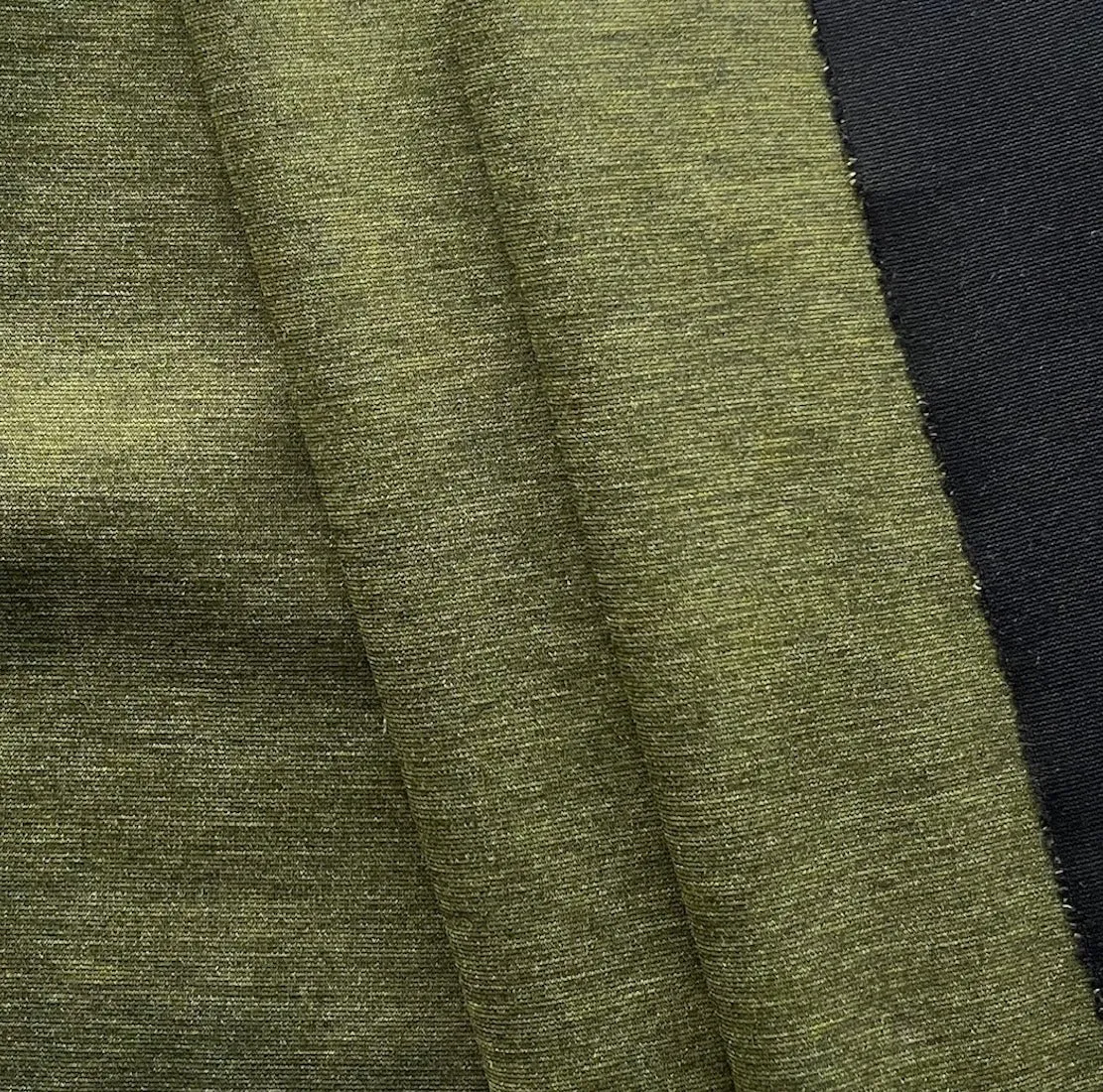 Heathered Citrus Olive Green Rayon Viscose Blend Ponte Double-Knit (Made in Italy)