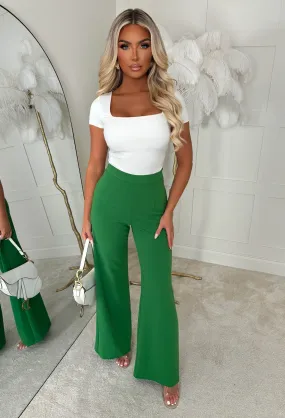 I See Fire Green High Waisted Wide Leg Trousers