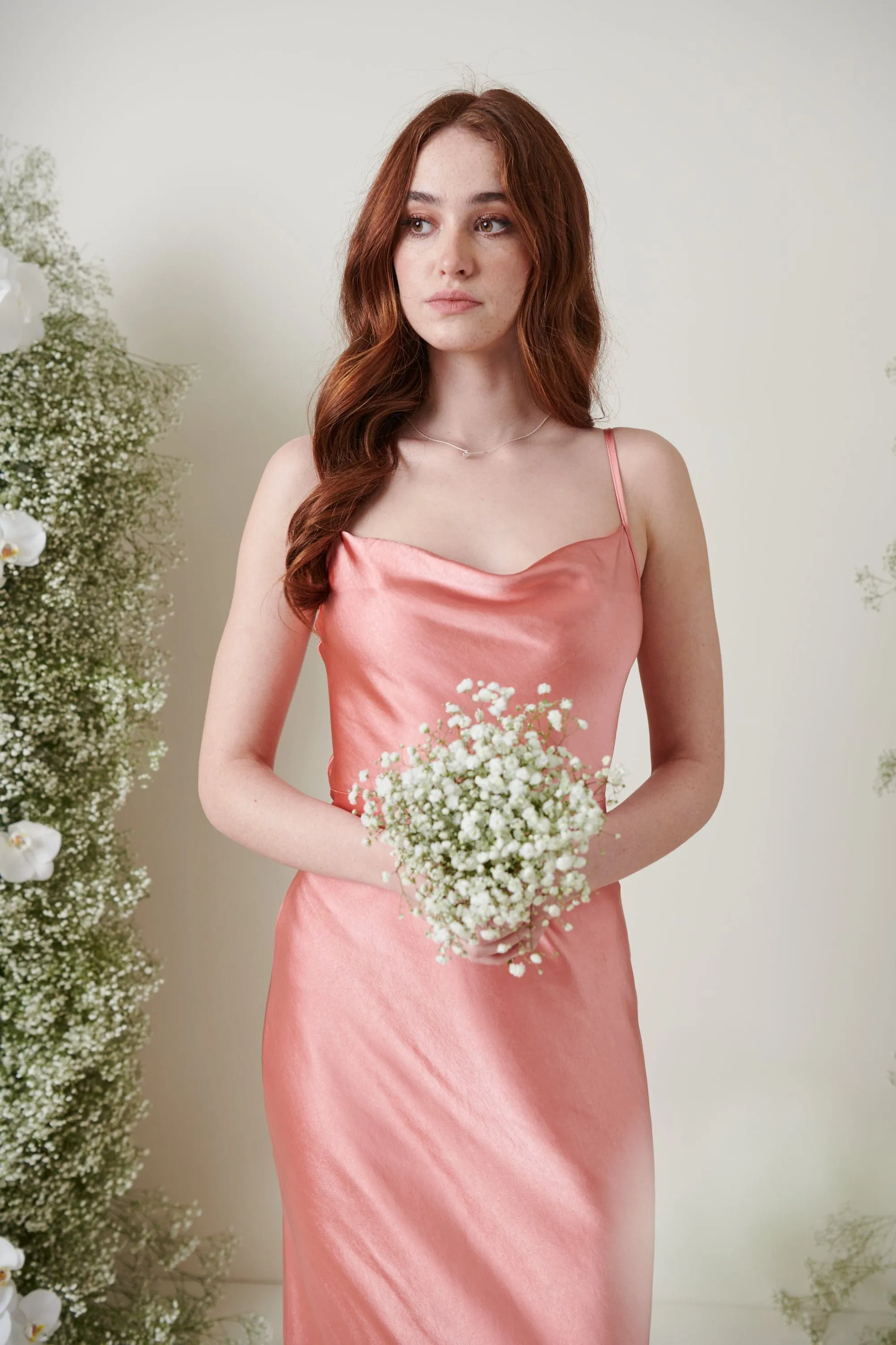 Keisha Maxi Bridesmaid Dress - Matte Apricot Pink