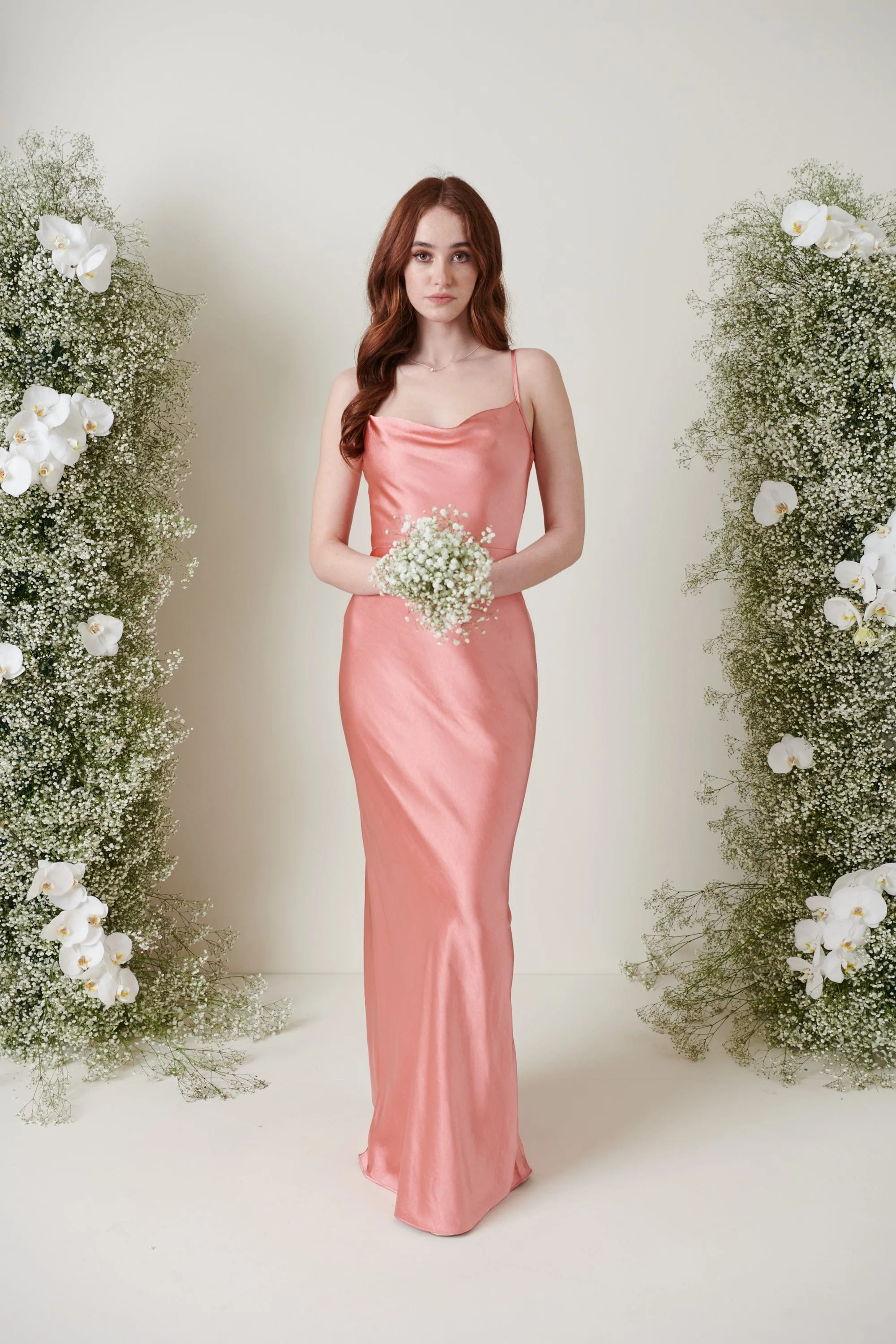 Keisha Maxi Bridesmaid Dress - Matte Apricot Pink