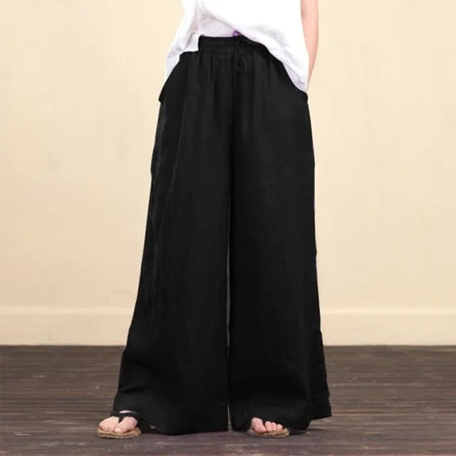 Linen Wide Leg Trousers