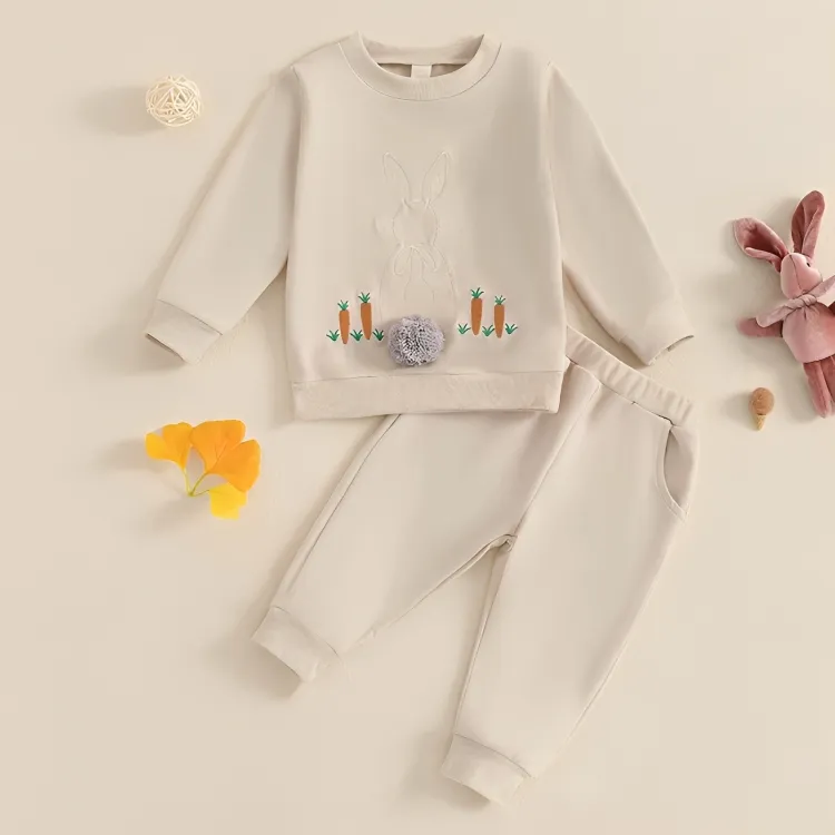 Long Sleeve Easter Bunny Carrot Toddler Set