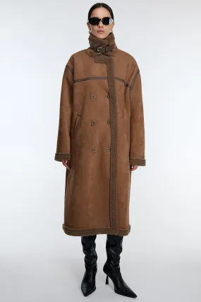 LONG VEGAN SUEDE COAT