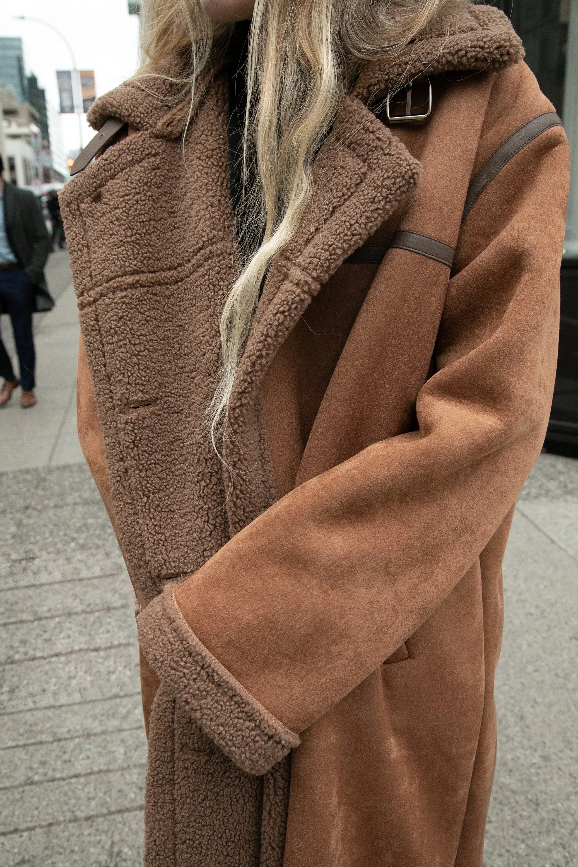 LONG VEGAN SUEDE COAT