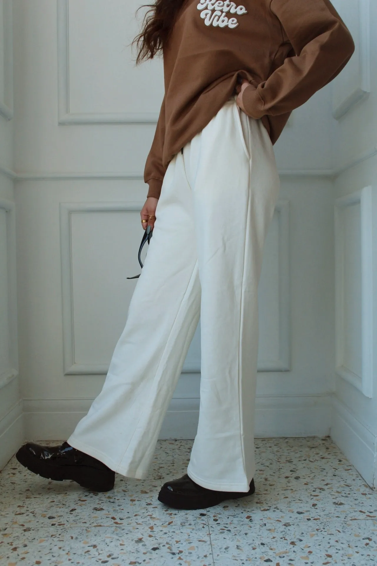 Off-White Wide-Leg Fleece Trouser