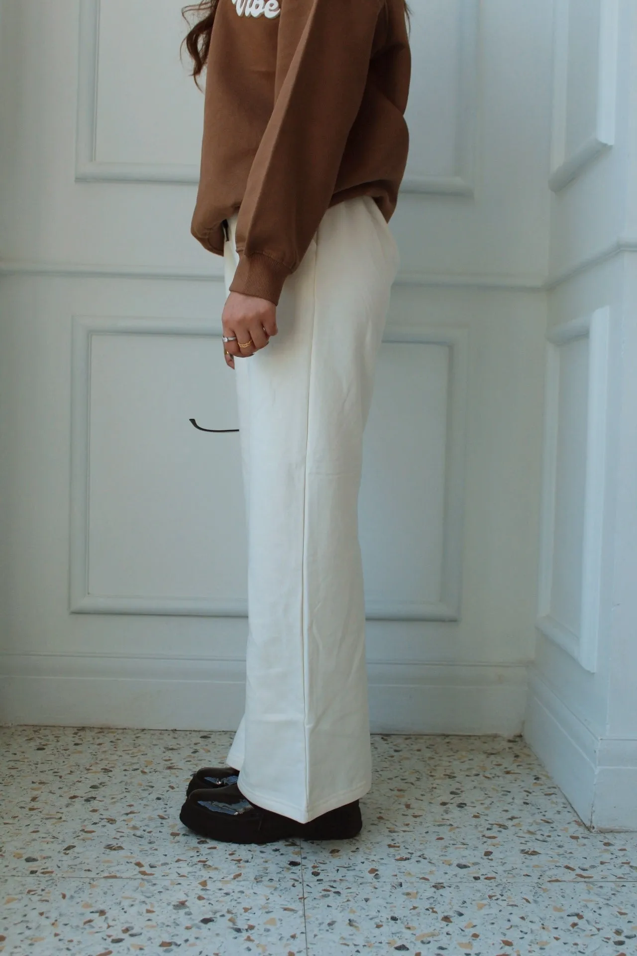 Off-White Wide-Leg Fleece Trouser