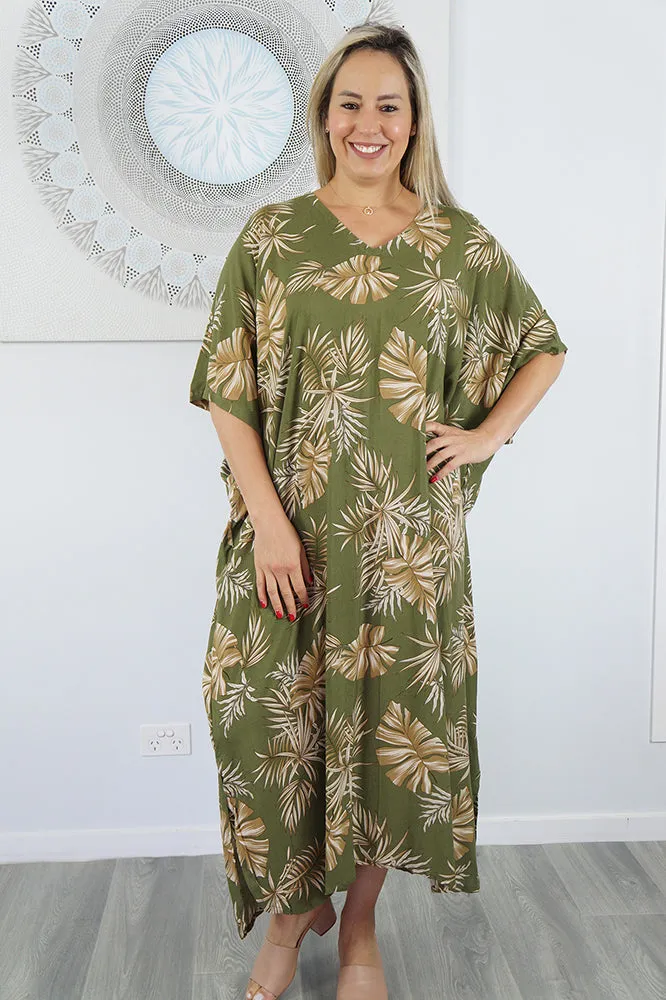 Premium Long Kaftan "Palm Madness"