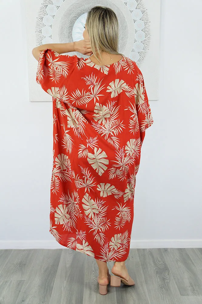 Premium Long Kaftan "Palm Madness"