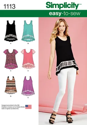 Simplicity Pattern S1113 Misses' Easy-To-Sew Knit Tops