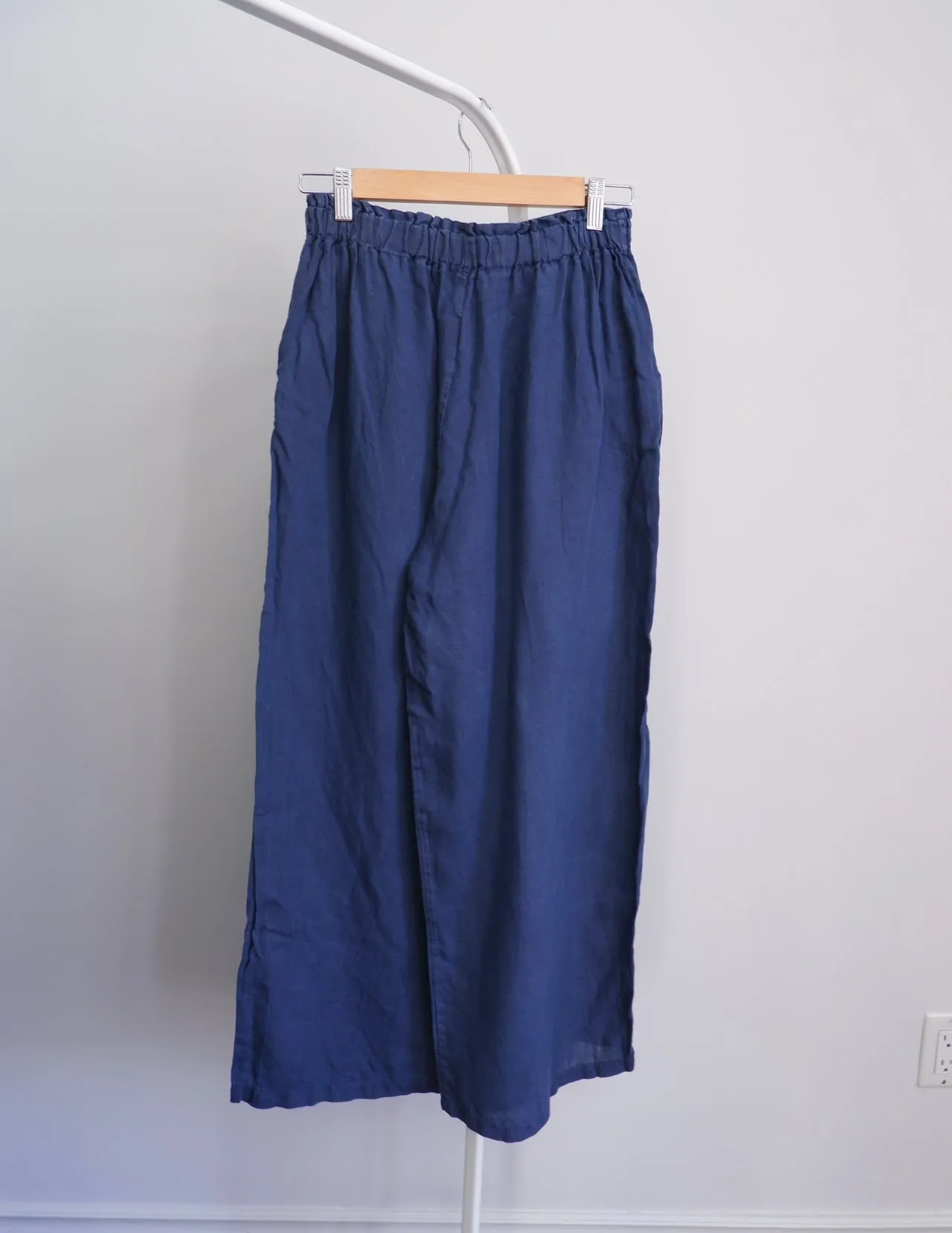 Slate Blue 100% Linen Wide Leg Pants - S/M