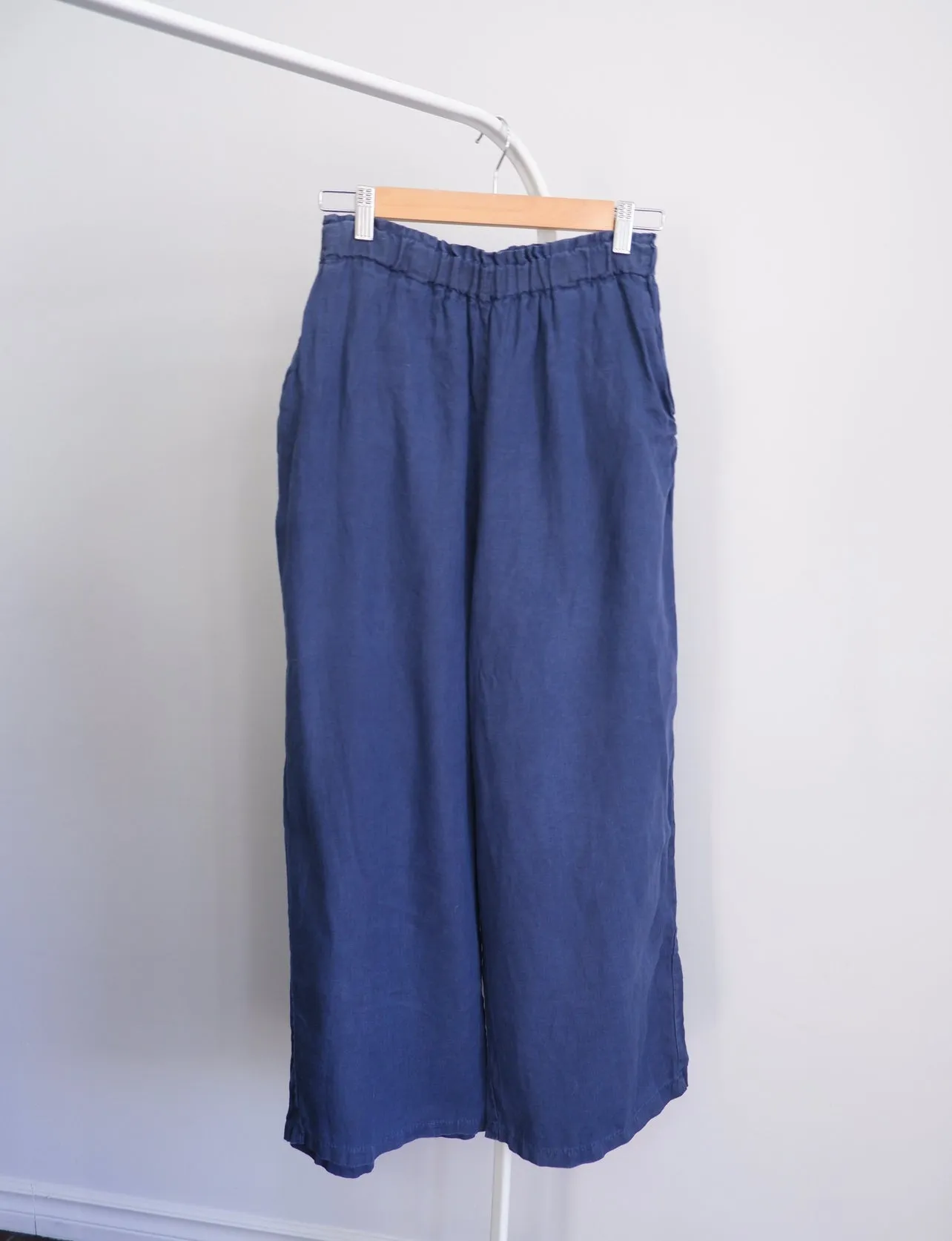 Slate Blue 100% Linen Wide Leg Pants - S/M