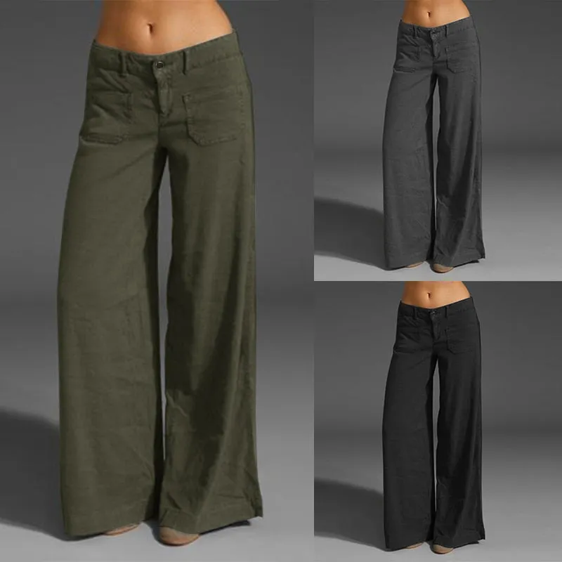 Summer Wide Leg Cotton Trousers