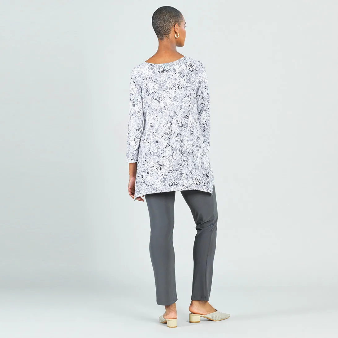 Textured Parachute Hem Tunic - Floral Rain-Grey - Final Sale!